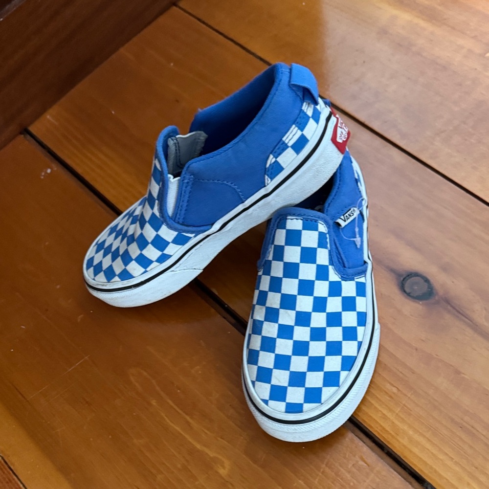 Vans Kids Blue Checkered Slip-On Sneakers